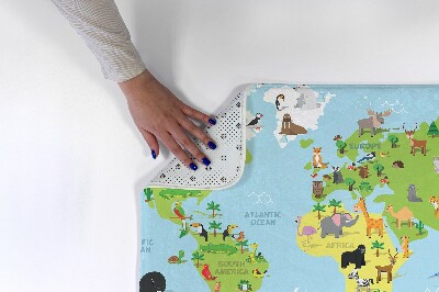 Tapis Carte du monde des animaux