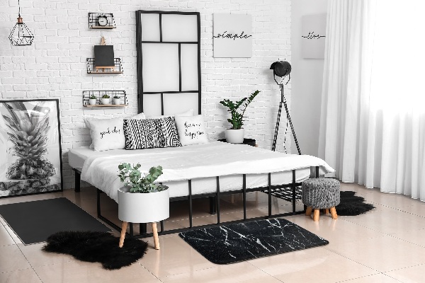 Tapis Motif de marbre noir