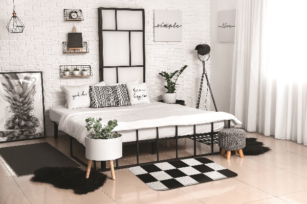 Tapis Motif en damier noir et blanc