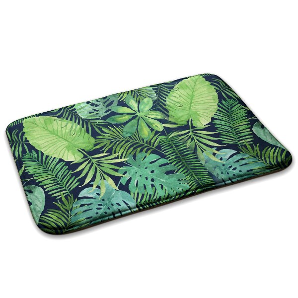 Tapis Feuilles tropicales vertes sur fond sombre