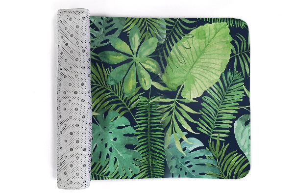 Tapis Feuilles tropicales vertes sur fond sombre