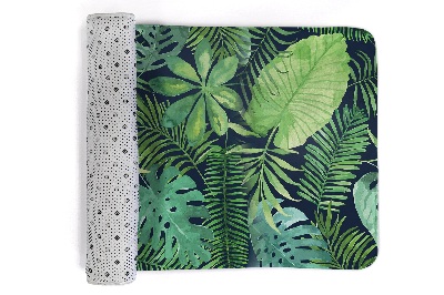 Tapis Feuilles tropicales vertes sur fond sombre