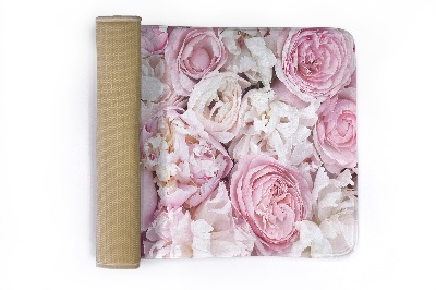 Tapis Fleurs de pivoines roses et blanches