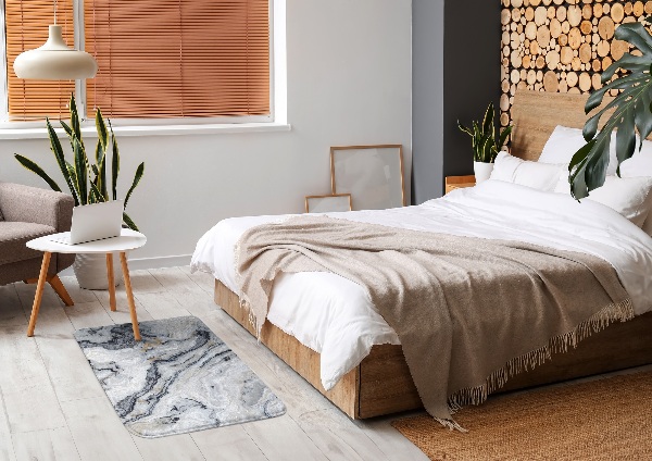 Tapis Imitation marbre avec veines grises
