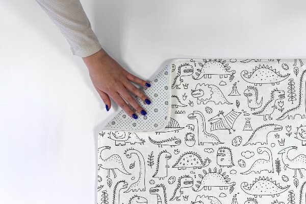 Tapis Dinosaures et plantes dans un style cartoon
