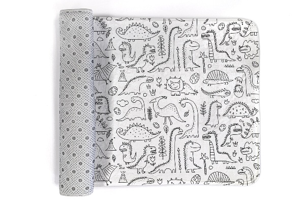 Tapis Dinosaures et plantes dans un style cartoon