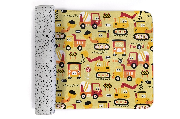 Tapis Véhicules de chantier colorés sur fond jaune