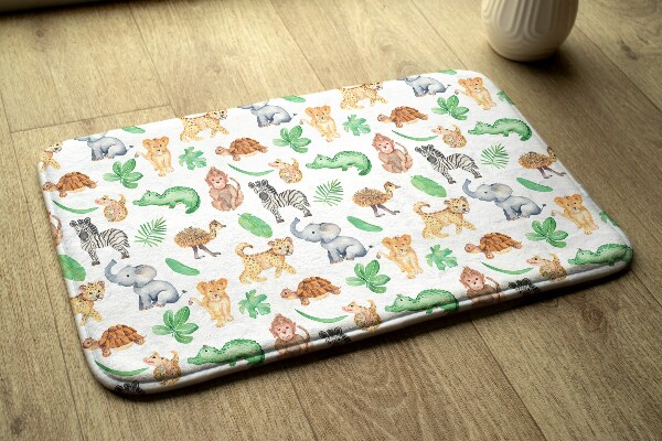 Tapis Animaux de safari et feuilles tropicales