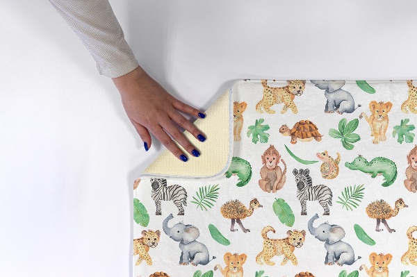 Tapis Animaux de safari et feuilles tropicales