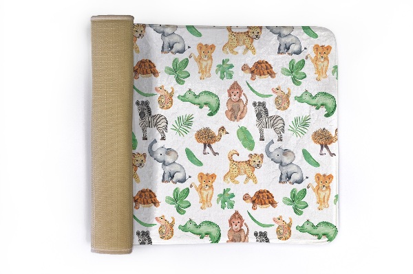 Tapis Animaux de safari et feuilles tropicales