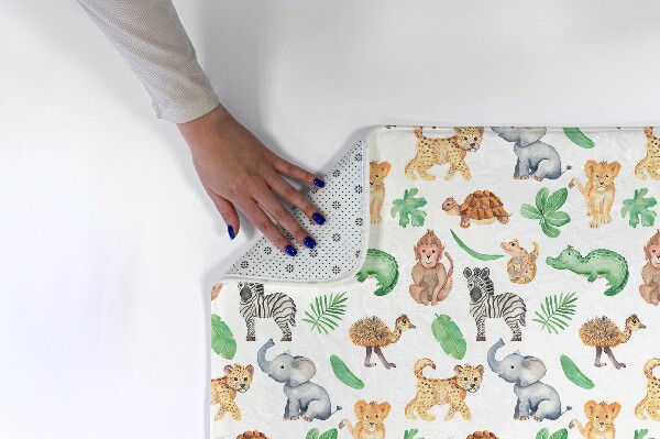 Tapis Animaux de safari et feuilles tropicales