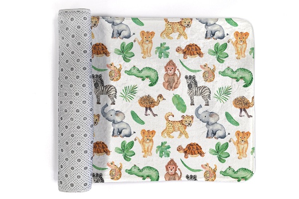 Tapis Animaux de safari et feuilles tropicales