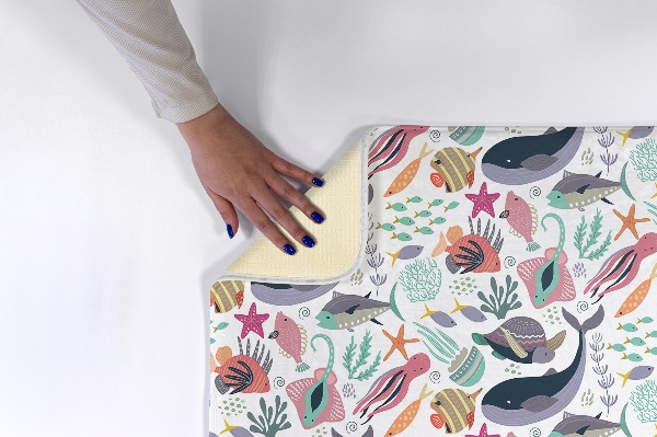 Tapis Motif marin avec baleines et poissons
