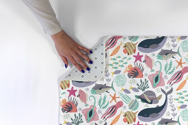 Tapis Motif marin avec baleines et poissons