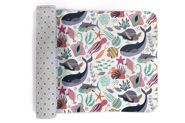 Tapis Motif marin avec baleines et poissons
