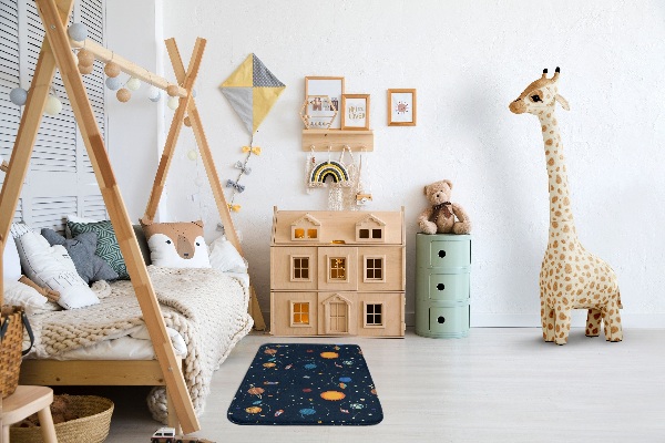 Tapis Motif cosmique avec des planètes et des fusées