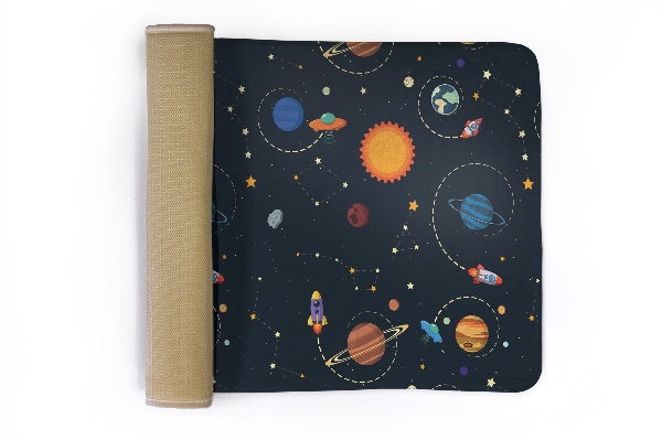 Tapis Motif cosmique avec des planètes et des fusées