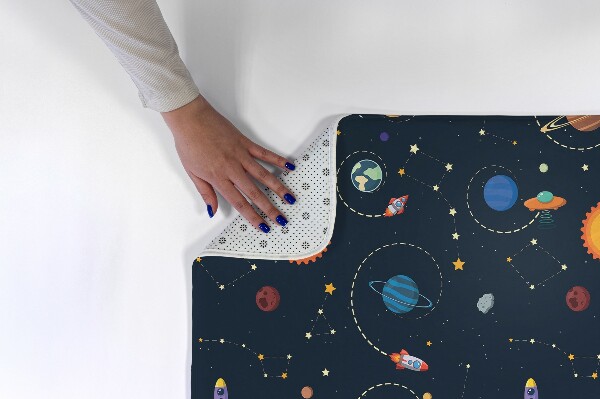 Tapis Motif cosmique avec des planètes et des fusées