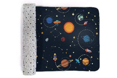 Tapis Motif cosmique avec des planètes et des fusées