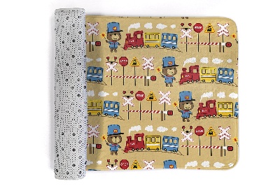 Tapis Train et ours en peluche