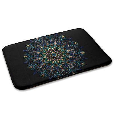 Tapis Mandala coloré sur fond noir