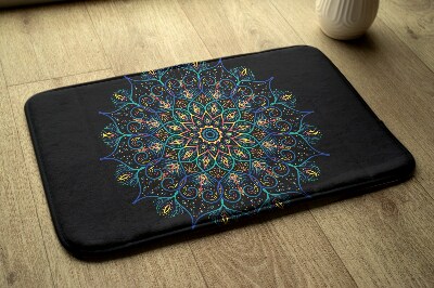 Tapis Mandala coloré sur fond noir