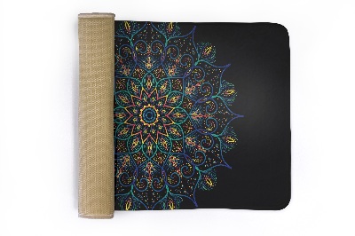 Tapis Mandala coloré sur fond noir