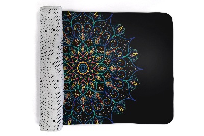 Tapis Mandala coloré sur fond noir