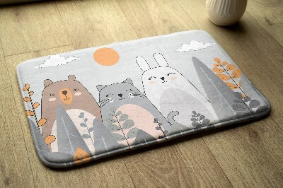 Tapis Ours, chat et lapin dans la forêt