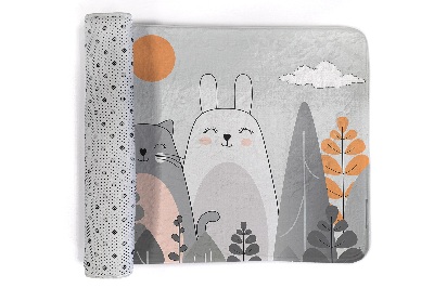 Tapis Ours, chat et lapin dans la forêt