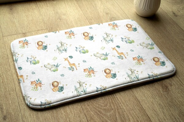 Tapis Animaux de safari sur fond blanc