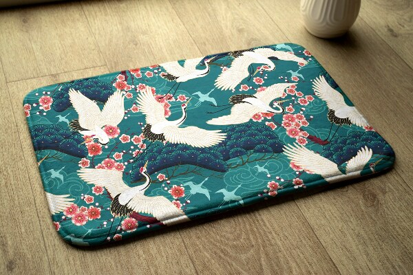 Tapis Grues et fleurs