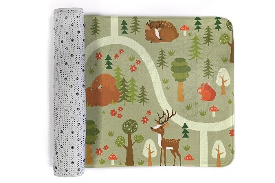 Tapis Forêt avec animaux sauvages et arbres