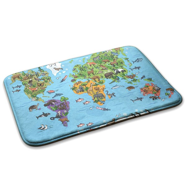 Tapis Animaux sur une carte du monde