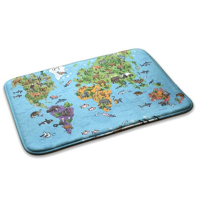 Tapis Animaux sur une carte du monde