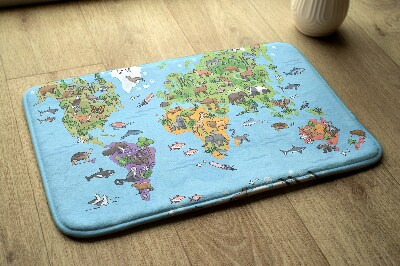 Tapis Animaux sur une carte du monde