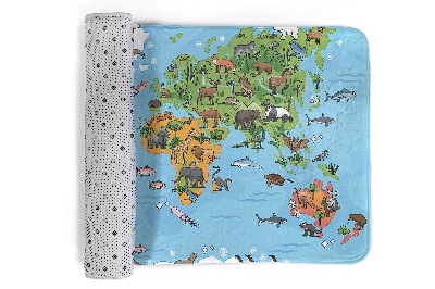 Tapis Animaux sur une carte du monde