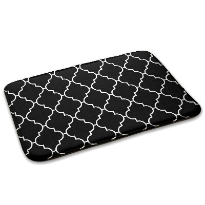 Tapis Trèfle marocain en noir et blanc