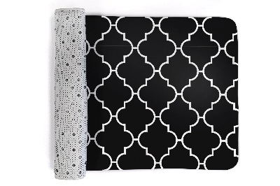 Tapis Trèfle marocain en noir et blanc