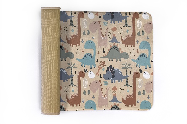 Tapis Dinosaures colorés sur fond beige