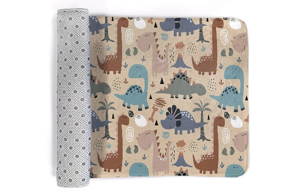 Tapis Dinosaures colorés sur fond beige