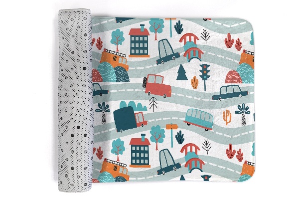 Tapis Rues avec voitures et bâtiments