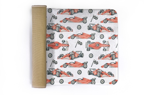 Tapis Voitures de course rouges avec drapeaux