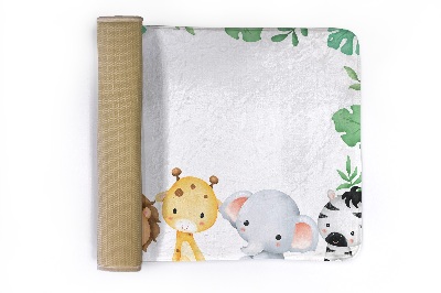 Tapis Animaux mignons de la jungle et feuilles