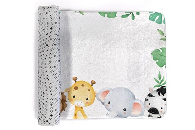 Tapis Animaux mignons de la jungle et feuilles