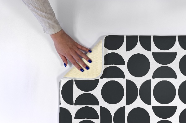 Tapis Demi-cercles et cercles géométriques noirs et blancs