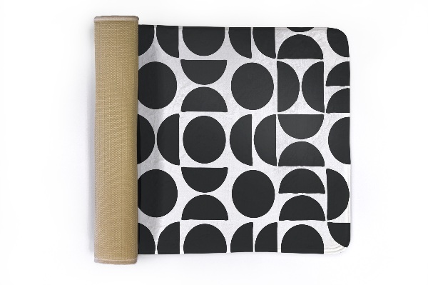 Tapis Demi-cercles et cercles géométriques noirs et blancs