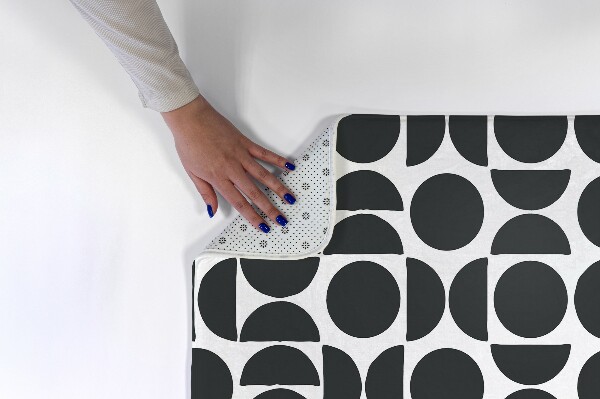 Tapis Demi-cercles et cercles géométriques noirs et blancs