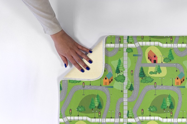 Tapis Rues et maisons dans un paysage verdoyant