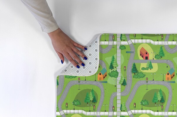Tapis Rues et maisons dans un paysage verdoyant